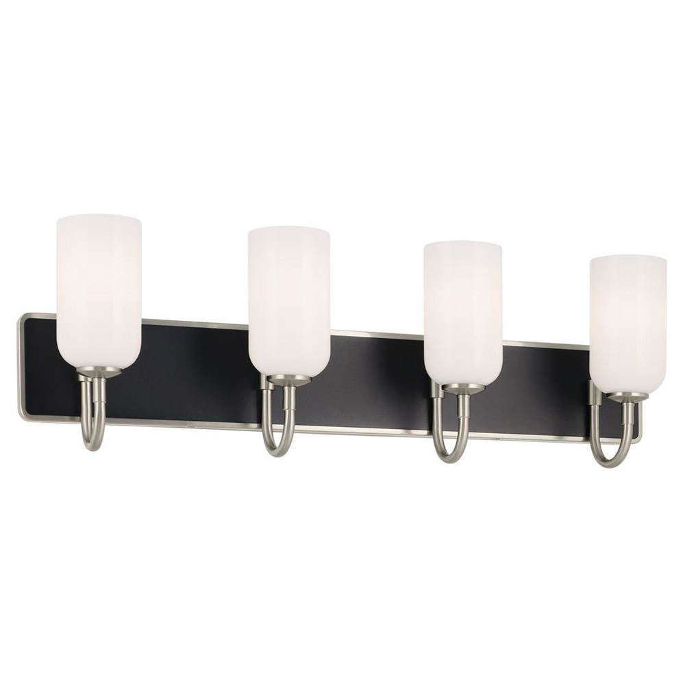 KICHLER 55164NI Solia 32 Inch 4 Light Vanity with Opal Glass in Brushed Nickel with Black