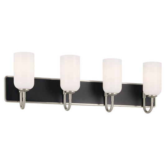 KICHLER 55164NI Solia 32 Inch 4 Light Vanity with Opal Glass in Brushed Nickel with Black