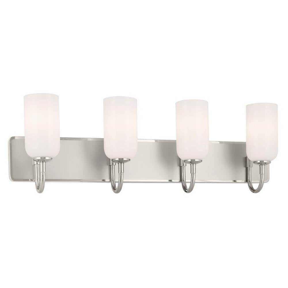 KICHLER 55164PN Solia 32 Inch 4 Light Vanity with Opal Glass in Polished Nickel with Stain Nickel