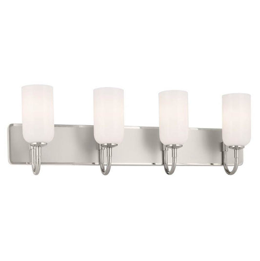 KICHLER 55164PN Solia 32 Inch 4 Light Vanity with Opal Glass in Polished Nickel with Stain Nickel
