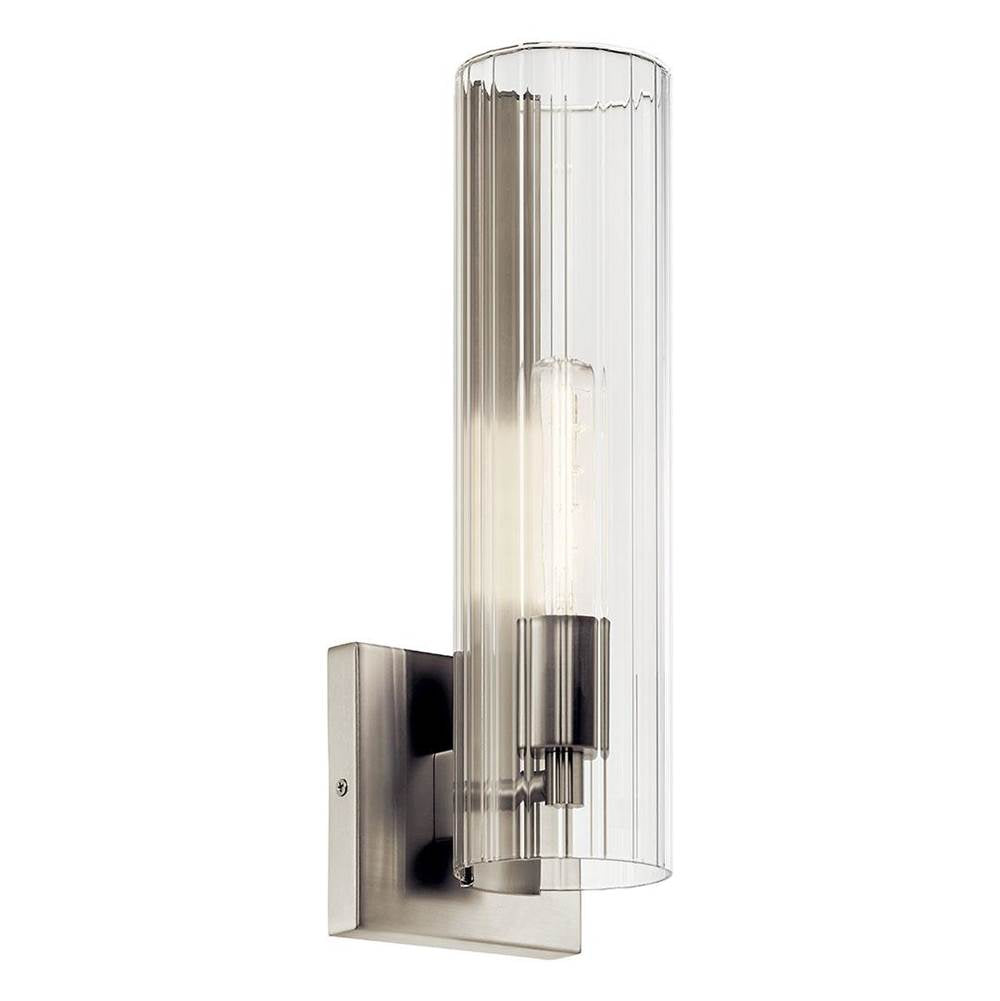 KICHLER 55165NI Jemsa 14 Inch 1 Light Wall Sconce with Clear Fluted Glass in Brushed Nickel