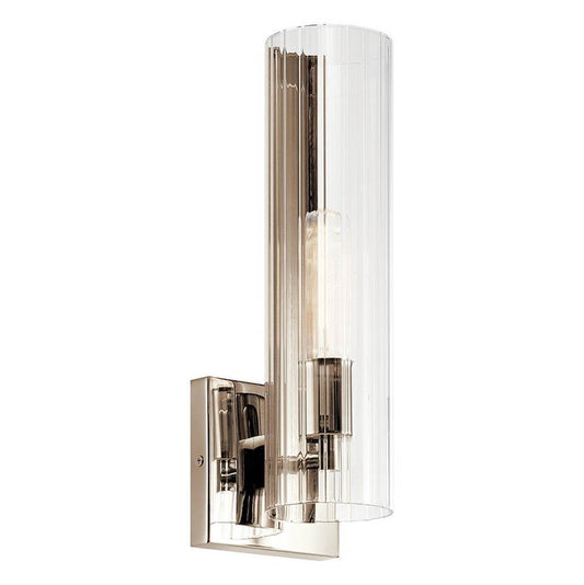 KICHLER 55165PN Jemsa 14 Inch 1 Light Wall Sconce with Clear Fluted Glass in Polished Nickel