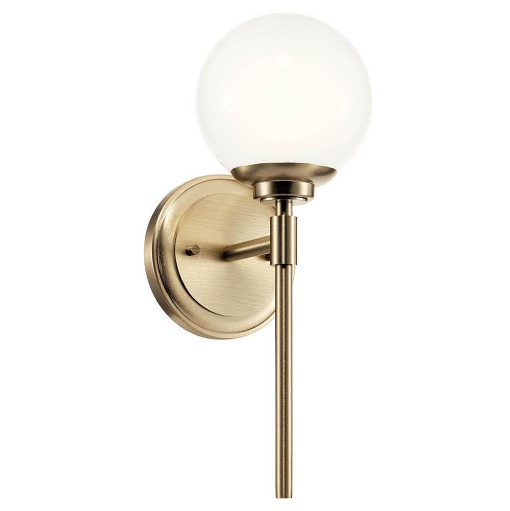 KICHLER 55170CPZ Benno 13.75 Inch 1 Light Wall Sconce with Opal Glass in Champagne Bronze