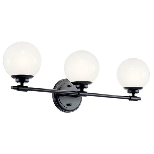 KICHLER 55172BK Benno 24.5 Inch 3 Light Vanity with Opal Glass in Black
