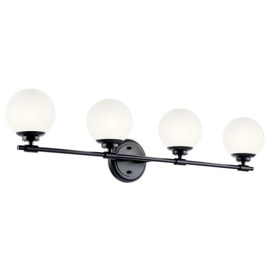 KICHLER 55173BK Benno 34 Inch 4 Light Vanity with Opal Glass in Black