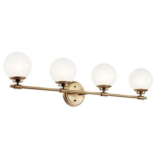 KICHLER 55173CPZ Benno 34 Inch 4 Light Vanity with Opal Glass in Champagne Bronze