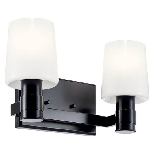 KICHLER 55175BK Adani 14.5 Inch 2 Light Vanity with Opal Glass in Black