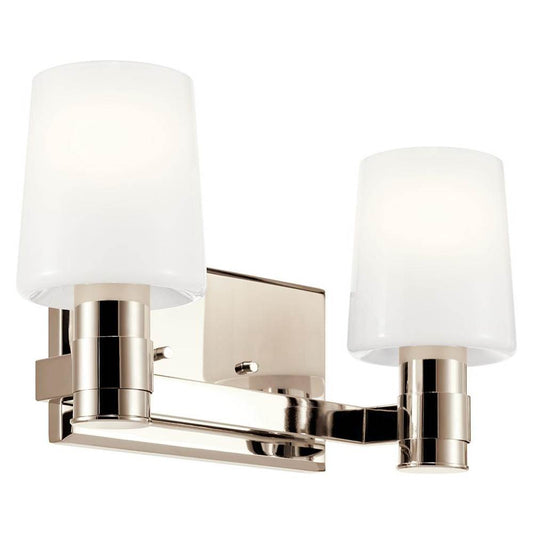KICHLER 55175PN Adani 14.5 Inch 2 Light Vanity with Opal Glass in Polished Nickel