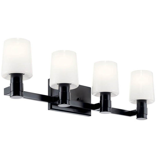 KICHLER 55177BK Adani 30 Inch 4 Light Vanity with Opal Glass in Black