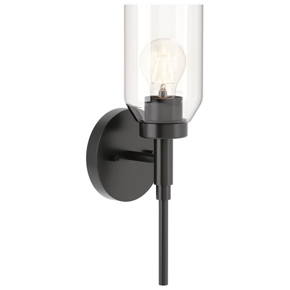 KICHLER 55183BK Madden 14.75 Inch 1 Light Wall Sconce with Clear Glass in Black