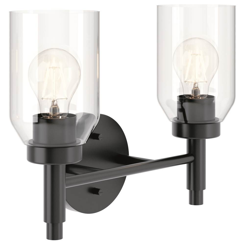 KICHLER 55184BK Madden 14.25 Inch 2 Light Vanity with Clear Glass in Black