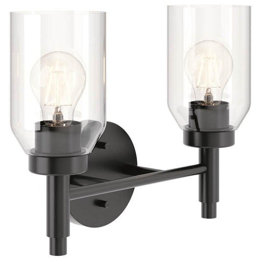 KICHLER 55184BK Madden 14.25 Inch 2 Light Vanity with Clear Glass in Black
