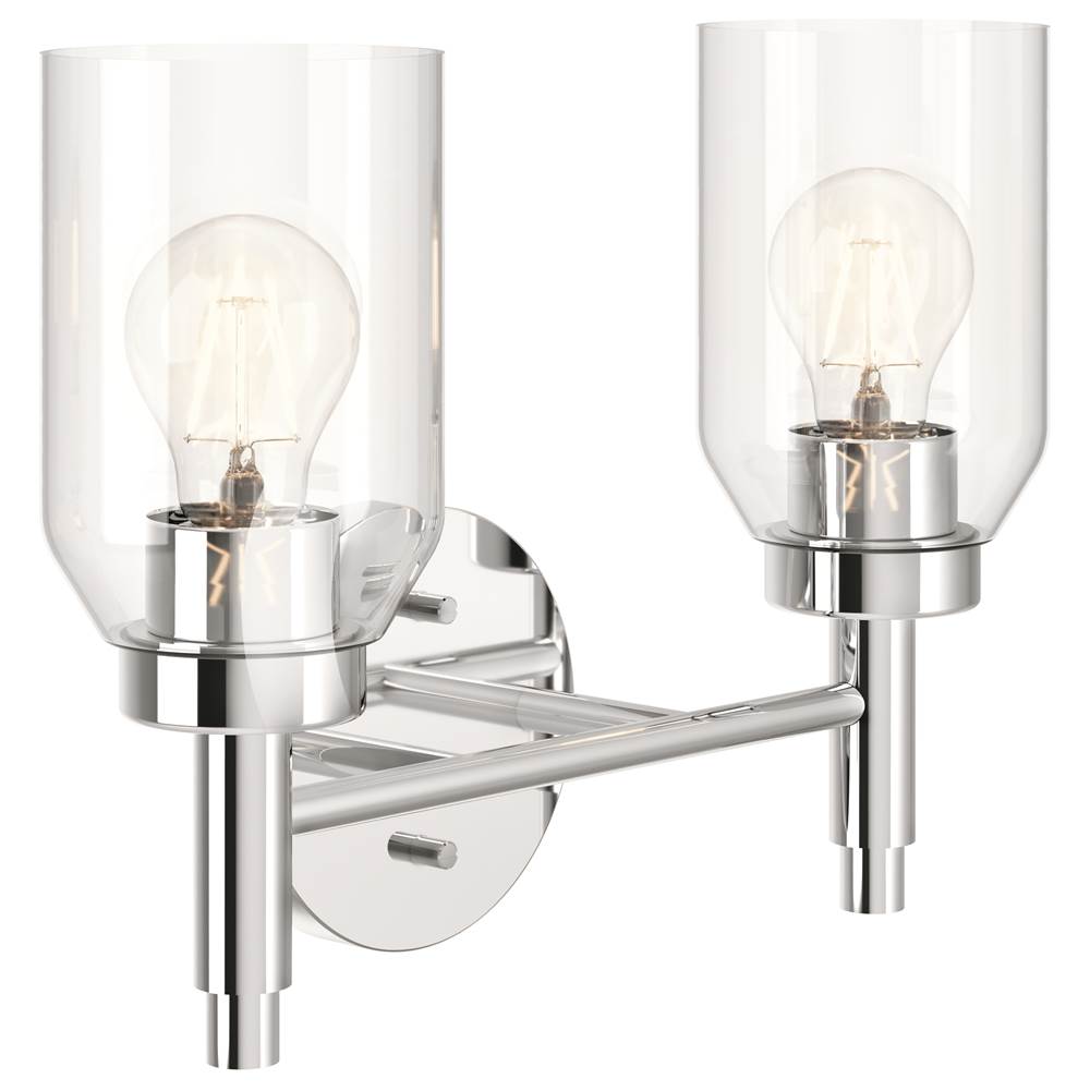 KICHLER 55184CH Madden 14.25 Inch 2 Light Vanity with Clear Glass in Chrome