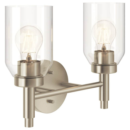 KICHLER 55184NI Madden 14.25 Inch 2 Light Vanity with Clear Glass in Brushed Nickel