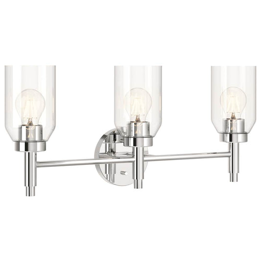KICHLER 55185CH Madden 24 Inch 3 Light Vanity with Clear Glass in Chrome