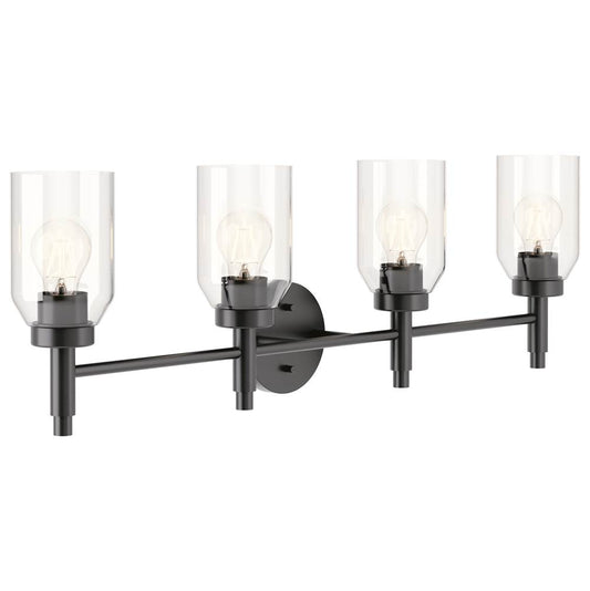 KICHLER 55186BK Madden 34 Inch 4 Light Vanity with Clear Glass in Black