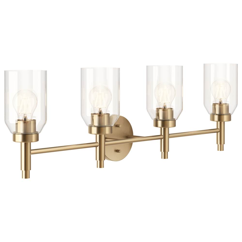 KICHLER 55186CPZ Madden 34 Inch 4 Light Vanity with Clear Glass in Champagne Bronze