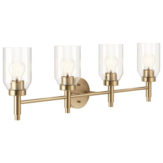 KICHLER 55186CPZ Madden 34 Inch 4 Light Vanity with Clear Glass in Champagne Bronze