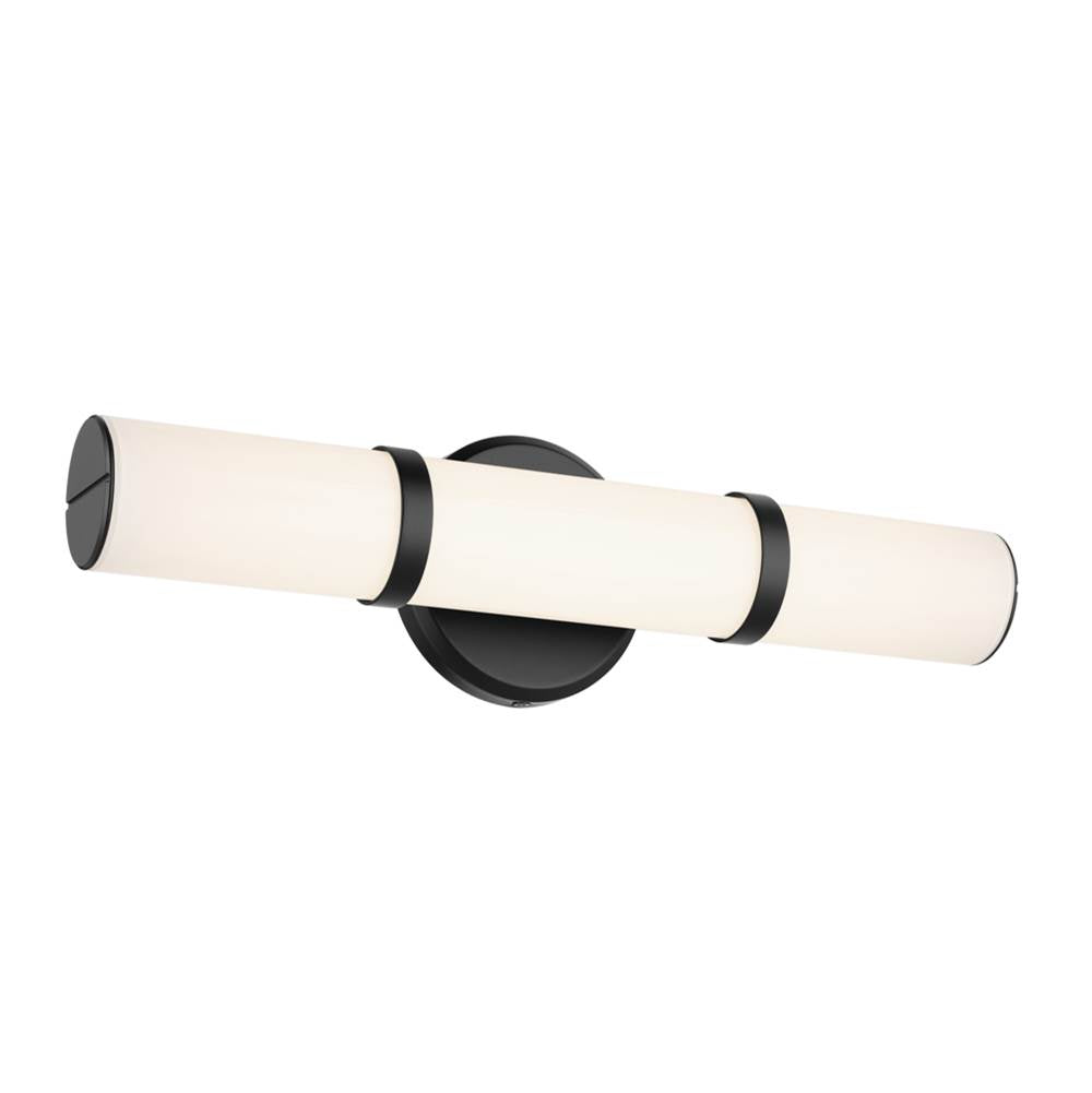 KICHLER 55187BKLED Rosh 18" Bath Bar Small LED with White Glass in Black