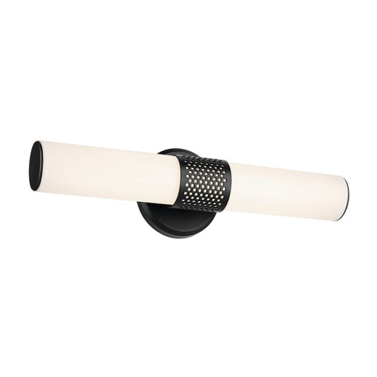KICHLER 55191BKLED Sashi 18" Bath Bar Small LED with White Glass in Black