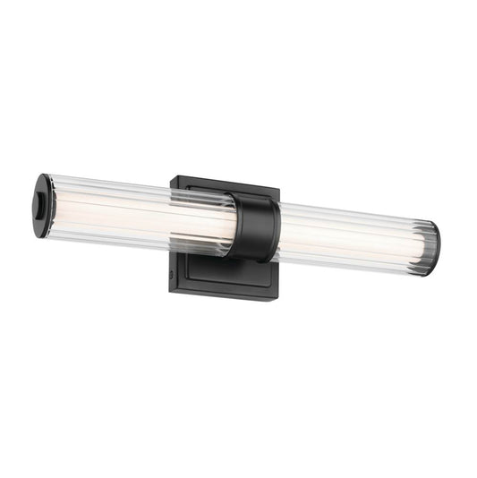 KICHLER 55195BKLED Laurene 18.5" Linear Bath Bar Small LED with Clear Fluted Glass in Black