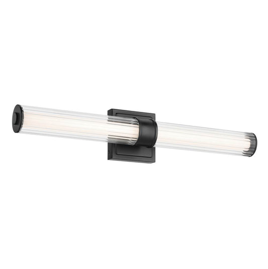 KICHLER 55196BKLED Laurene 26.5" Linear Bath Bar Medium LED with Clear Fluted Glass in Black