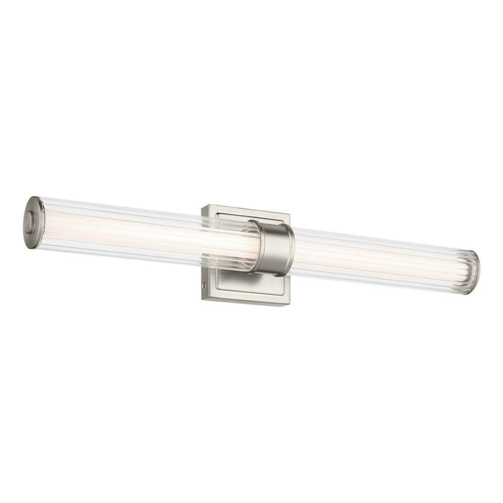 KICHLER 55196NILED Laurene 26.5" Linear Bath Bar Medium LED with Clear Fluted Glass in Brushed Nickel