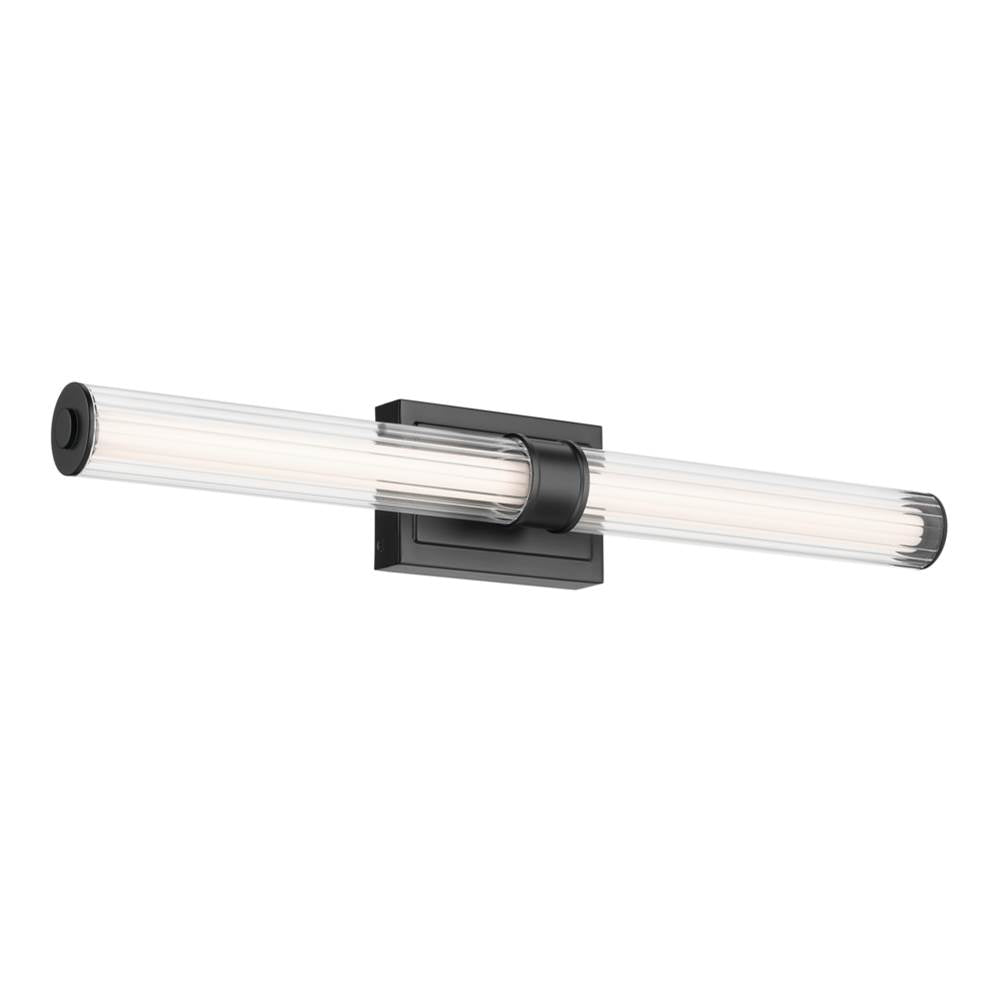 KICHLER 55197BKLED Laurene 31" Linear Bath Bar Large LED with Clear Fluted Glass in Black