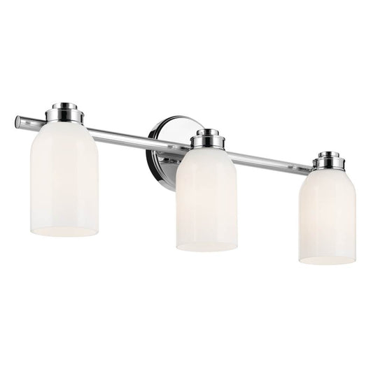 KICHLER 55202CH Shae 24.25" 3-Light Vanity Light with White Opal Glass in Chrome