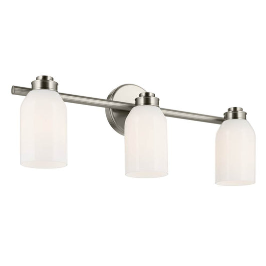KICHLER 55202NI Shae 24.25" 3-Light Vanity Light with White Opal Glass in Brushed Nickel