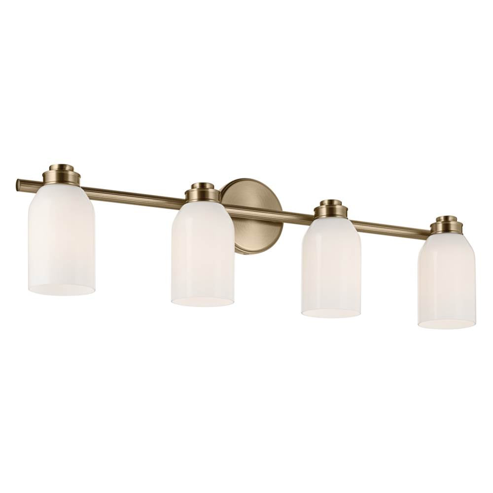 KICHLER 55203CPZ Shae 31" 4-Light Vanity Light with White Opal Glass in Champagne Bronze