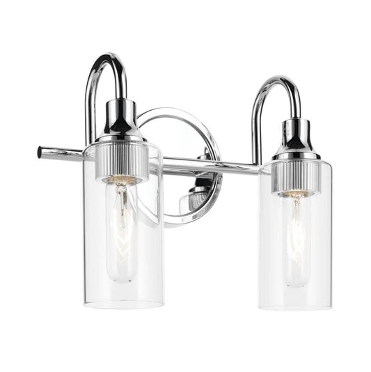 KICHLER 55210CH Kavi 12.5" 2-Light Vanity Light with Clear Glass in Chrome