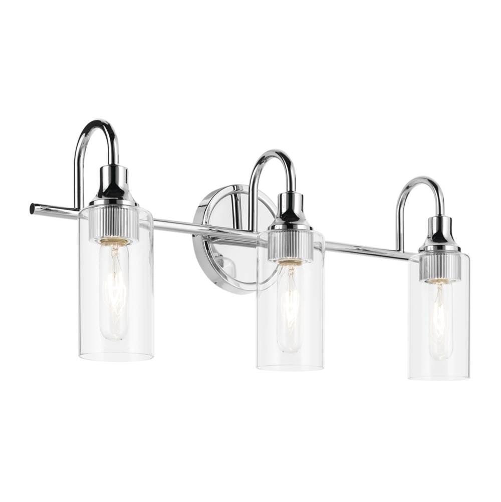 KICHLER 55211CH Kavi 23" 3-Light Vanity Light with Clear Glass in Chrome