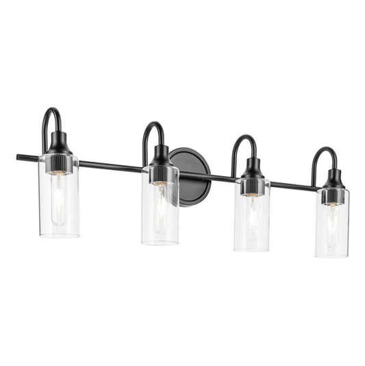 KICHLER 55212BK Kavi 31.5" 4-Light Vanity Light with Clear Glass in Black
