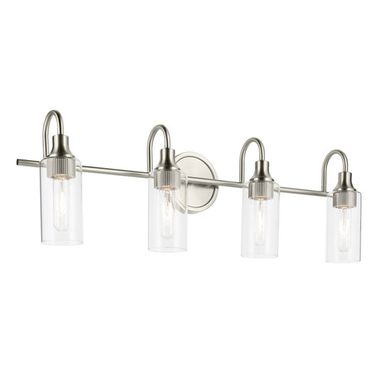 KICHLER 55212NI Kavi 31.5" 4-Light Vanity Light with Clear Glass in Brushed Nickel