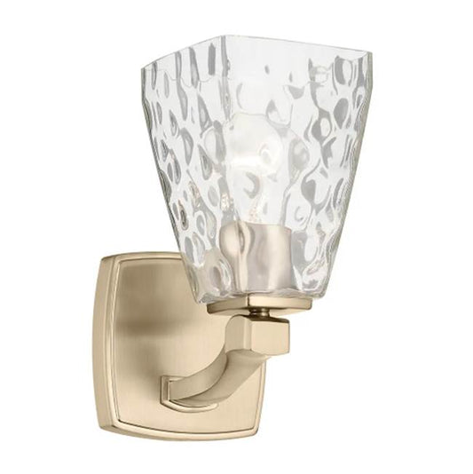 KICHLER 55214CPZWTR Marant 9.5" 1-Light Wall Sconce with Clear Water Glass in Champagne Bronze