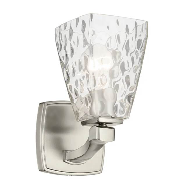 KICHLER 55214NIWTR Marant 9.5" 1-Light Wall Sconce With Clear Water Glass In Brushed Nickel