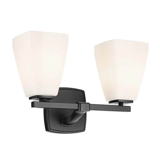 KICHLER 55215BK Marant 14.25" 2-Light Vanity Light with Opal Glass in Black