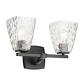 KICHLER 55215BKWTR Marant 14.25" 2-Light Vanity Light With Clear Water Glass In Black