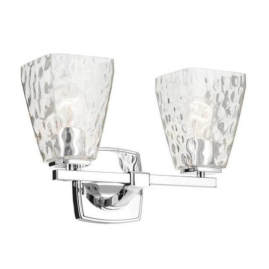 KICHLER 55215CHWTR Marant 14.25" 2-Light Vanity Light with Clear Water Glass in Chrome