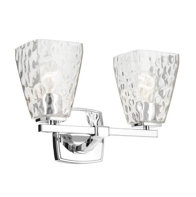 KICHLER 55215CHWTR Marant 14.25" 2-Light Vanity Light With Clear Water Glass In Chrome