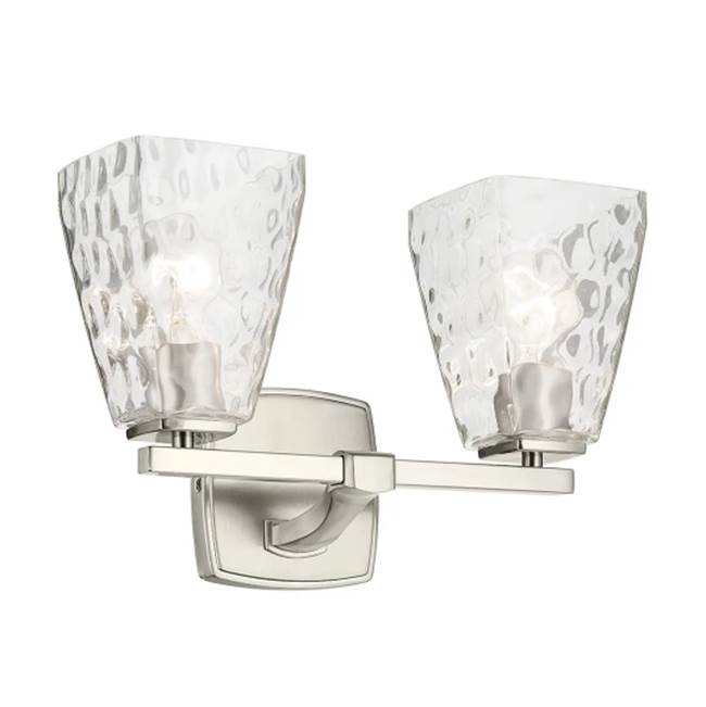 KICHLER 55215NIWTR Marant 14.25" 2-Light Vanity Light With Clear Water Glass In Brushed Nickel