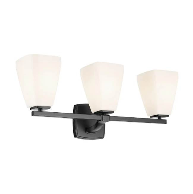 KICHLER 55216BK Marant 23.75" 3-Light Vanity Light With Opal Glass In Black