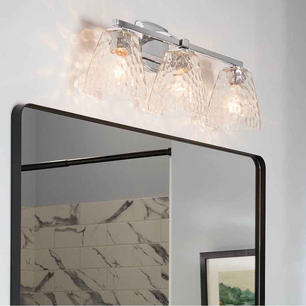 KICHLER 55216CHWTR Marant 23.75" 3-Light Vanity Light With Clear Water Glass In Chrome