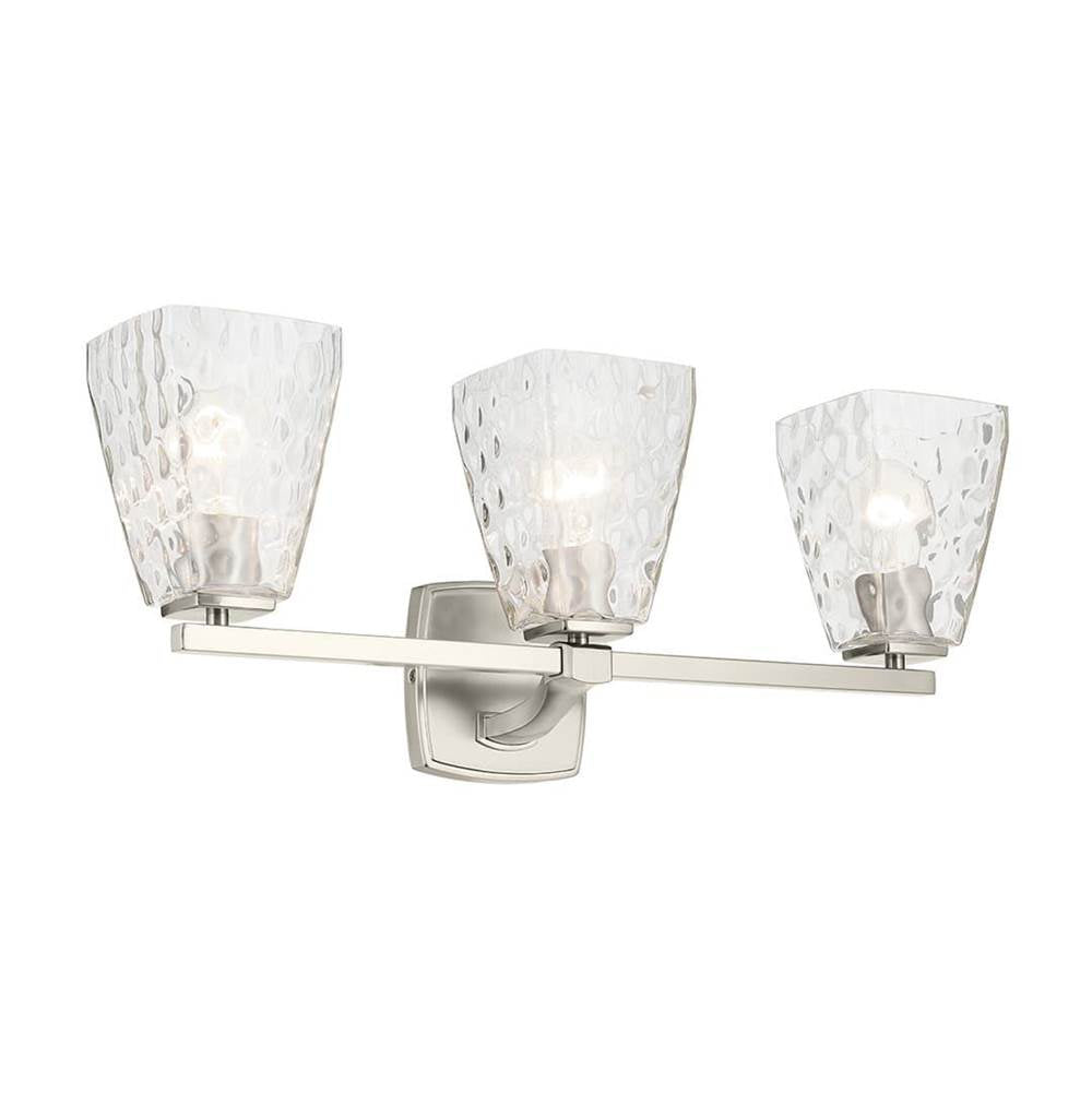 KICHLER 55216NIWTR Marant 23.75" 3-Light Vanity Light With Clear Water Glass In Brushed Nickel