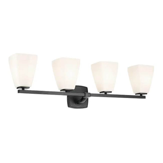 KICHLER 55217BK Marant 33.25" 4-Light Vanity Light with Opal Glass in Black