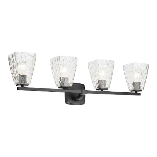 KICHLER 55217BKWTR Marant 33.25" 4-Light Vanity Light With Clear Water Glass In Black