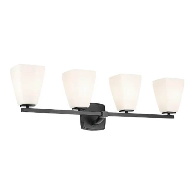 KICHLER 55217BK Marant 33.25" 4-Light Vanity Light With Opal Glass In Black