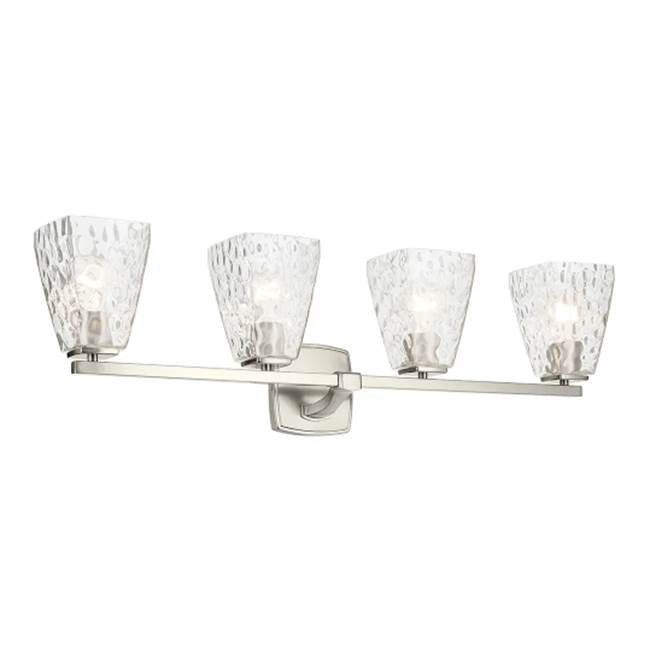 KICHLER 55217NIWTR Marant 33.25" 4-Light Vanity Light With Clear Water Glass In Brushed Nickel