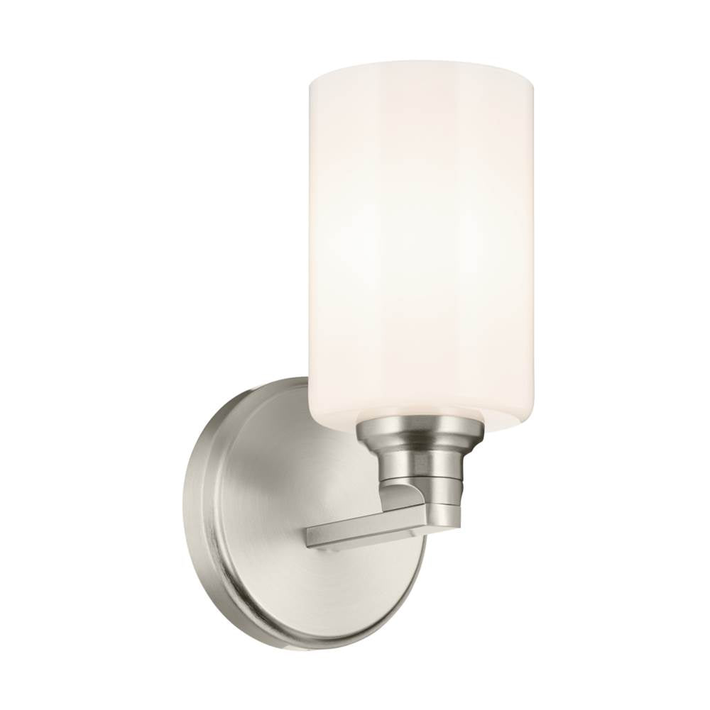 KICHLER 55224NI Gioe 9.5" 1-Light Wall Sconce with Opal Glass in Brushed Nickel